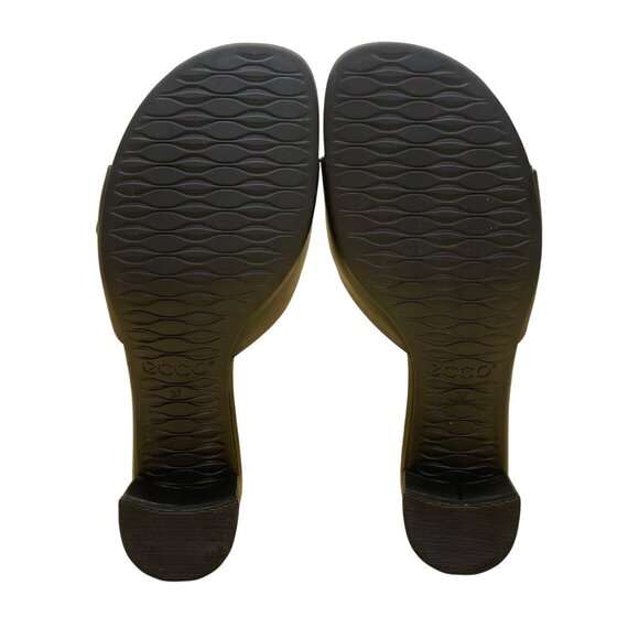 Ecco Women’s Black Leather Flower Accent Open-Toe Mule Sandals Size 37 - Picture 8 of 9